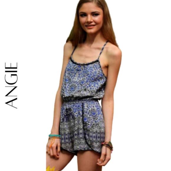 ANGIE Blue & Black Boho Print Romper, L, NWT! - Picture 1 of 11